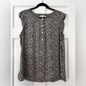 LOFT Black and White Patterned Blouse